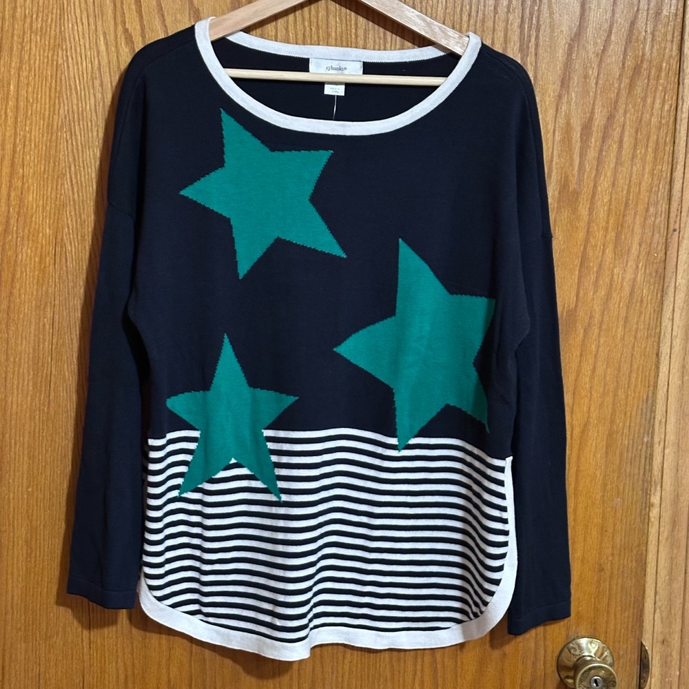 CJ Banks NWT sz 14w or xL‎ lightweight sweater stars stripes cotton